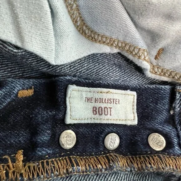 Mens The Hollister Boot Blue Denim Jeans Cotton Button Fly 30X32 Measures 31x31 - Picture 11 of 16